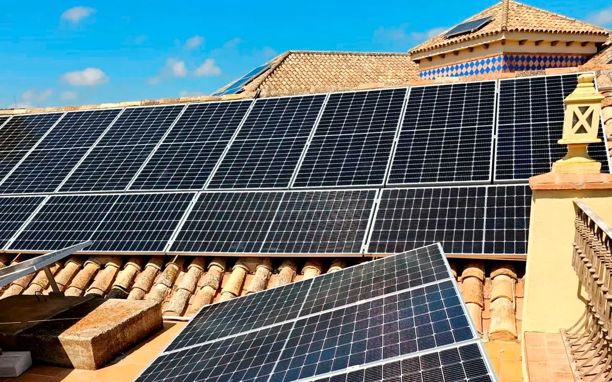 Solar panels installed on a private villa roof